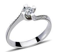 0,45 Carat Diamant Solitär Ring Brillant-Schliff Antragsring in 14 Karat Weißgold
