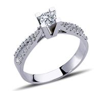 0,47 Carat Diamant Solitär Ring Brillant-Schliff Antragsring in 14 Karat Weißgold