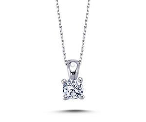 0,51 Carat Brillant-Schliff Diamant Solitär Halskette 14 Karat Weißgold