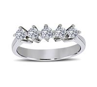 0,55 Carat 5 Diamanten Allianzring Memoire Ring 14 Karat Weißgold
