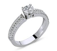 0,80 Carat Diamant Solitär Ring Meisterstück 14 Karat Weißgold