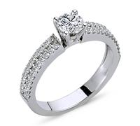 0,80 Carat Diamant Solitär Ring Meisterstück 14 Karat Weißgold