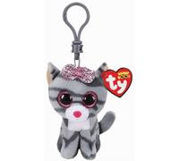 Ty Plüschclip Kiki 35243 (Katze) – Tierdruck, Grau, 7 cm