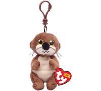 Ty Beanie Bellies Clips Ring für Schlüssel aus Plüsch, Mitch die Lontra mit goldenen Glitzeraugen, Plüschtiere mit weichem Bauch, 12 cm, T43101