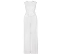 Vera Mont Jumpsuit Damen mit weitem Bein, U-Boot-Ausschnitt, Crêpe Rohweiß 34