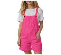 1-10 Jahre Mädchen Overalls Latzhose mit Taschen Baggy Loose Jumpsuit für Kinder Lässig Kurze Latzhose Loose Fit Baumwolle Shorts mit Spaghetti Strap Trägerhose Arbeitslatzhose Sommer (7-8 Years)