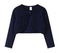 1-14 Jahre Mädchen Bolerojäckche Kurz Strickjacke Mädchen Top Strick Bolero Jäckchen Langarm Cardigan Knitted Kurz zum Partykleid Hochzeitskleid, Gestrickt Schulterjacke mit (Blue, 11-12 Years)