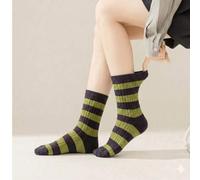 1/2/3/4/5/6 Paar zufällige Damen Retro gestreifte Crew Socken, Y2K Grunge Stil gerippte gestrickte Baumwoll Knie Socken für den täglichen Gebrauch & C