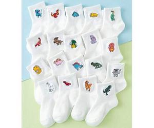 1/2/3/5 Paar Cartoon Dinosaurier bestickte lässige Crew Socken für Kinder, in sortierten Farben, 4 Jahreszeiten, Europäische Größen, atmungsaktives un