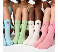 1/2 Paar bestickte lächelnde Gesichter magnetische Bonbonfarben Paar Socken, süße selbstklebende Knöchelsocken, Geschenksocken für alle Jahreszeiten