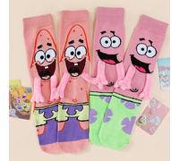 1/2 Paar magnetische Halte-Socken bis zur Mitte des Unterschenkels, süße Cartoon SpongeBob & Seestern Themen Lustige Socken, bequem & vielseitig für P