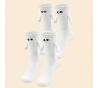 1/2 Paar magnetische Hand-in-Hand Cartoon Augen bestickte Knöchelsocken, witzige Paar Socken für den Alltag