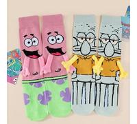 1/2 Paar süße Cartoon SpongeBob-Themen Magnetische Paar/Beste Freunde Knöchelsocken, mit großer Nase Squidward und Seestern, lustig & lässig für den t