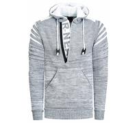 Rusty Neal Herren Pullover Kapuzenpullover Stretch Strick Sweatshirt Optik Kapuze Zipper 343, Größe S-6XL:L, Farbe:Grau