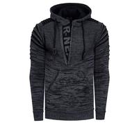 Rusty Neal Herren Pullover Kapuzenpullover Stretch Strick Sweatshirt Optik Kapuze Zipper 343, Größe S-6XL:S, Farbe:Anthrazit