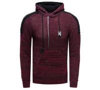 1/2 Zip Grobstrick Kontrast Kapuzen-Pullover 2XL