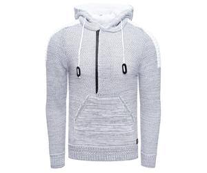 1/2 Zip Grobstrick Kontrast Kapuzen-Pullover 2XL