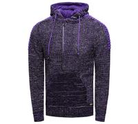 1/2 Zip Grobstrick Kontrast Kapuzen-Pullover 3XL