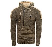 1/2 Zip Grobstrick Kontrast Kapuzen-Pullover L