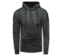 1/2 Zip Grobstrick Kontrast Kapuzen-Pullover S