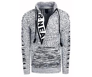 1/2 Zip Grobstrick Stehkragen-Pullover XL