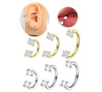 1/3 Stücke Edelstahl Nasenring Nasenseptum Piercing Prong Set Runder Zirkonia Ohrknorpel Tragus Daith Körperschmuck 20G 0,8mm 6mm 7mm 8mm