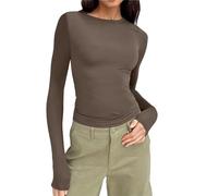 1/3er Pack Langarmshirt Damen - Mode Long Basics Herbst Unterwäsche Kleidung Clothes Thermounterwäsche Unterhemd Sleeve Basic Langarmshirt Thermo Unterhemd Oberteile Rundhals Warm Crop Top XS-XL