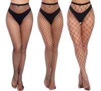 1-4 Paar Damen Hohe Taille Gemusterte Fischnetz Strumpfhosen, Strumpfhalter Overknee Socken, Schwarz Weihnachtsgeschenk