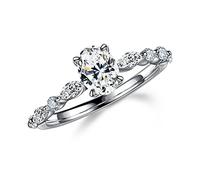 1,5 Karat Ovalschnitt Moissanit Ringe Damen Moissanit Verlobungsringe D Farbe VVS1 Klarheit 14 Karat Weißgold vergoldet massiv Sterling Silber S925 inkl, 4, Stein, Erstellter Moissanit