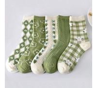 1/5 Paar Damen Ditsy Floral Argyle Muster Jacquard Herz strukturierte Knöchelsocken, süß & vielseitig für den täglichen Gebrauch (zufälliger Stil aus