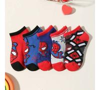 1/5 Paar Marvel Kinder/Jungen/Mädchen Campus Socken, süße Cartoon Spiderman/Spinnennetz Verzierung, atmungsaktiv, komfortabel, feuchtigkeitsableitend,