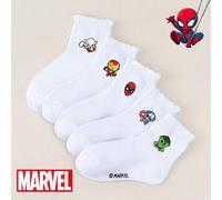 1/5 Paar Marvel Spiderman, Iron Man, Hulk, Thor gemusterte Kindersocken, Bubble Socken, Bubble Volant Socken, Mädchen Kurzsocken, Jungen Kurzsocken, w