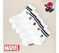 1/5 Paar Marvel Spiderman, Iron Man, Hulk, Thor gemusterte Kindersocken, Rüschensocken, schwarz-weiß gestreifte Crew-Socken, Mädchen- und Jungen-Knöch