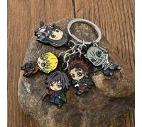 1/5 Stück Demon Slayer Anime Emaille Pins, Chibi Schlüsselanhänger Set, süße Cartoon Metall Brosche Abzeichen für Tasche, Rucksack, Kleidung, Mode Sch
