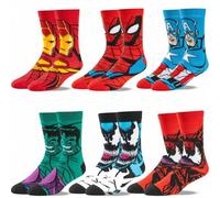 1/6 Paar authentische Halloween Spinne-Man Venom Superhelden Neujahrssocken, Cartoon Weihnachten Neujahr Charaktersocken für Männer und Frauen, kreati