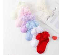 1/6 Paar Kinder/Mädchen dünne Mesh Socken, vintage klassisches gestreiftes Dekor, modisch lässig atmungsaktiv weich kurze Socken, süß frische zarte Sp