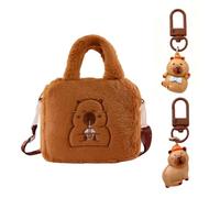 1 Capybara-Handtasche Und 2 Schlüsselanhänger, Freizeittasche In -Form, Leicht Zum Ausgehen, Süßes Geschenk Für Damen.