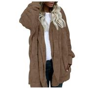 1 Euro Artikel, Damenmantel Winter Lang Elegant Sale, Damen Übergangsjacke Winterjacke Damen Und Winter Neuer Plüsch Warmer Mittellanger Einfarbiger Mantel Damen Kapuzenjacke, Artikel Unter 1 Euro