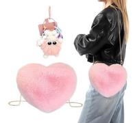 1 Herzförmige Crossbody-Tasche Und 1 Cartoon-Anhänger, Plüsch-Crossbody-Tasche, Süße Crossbody-Tasche, Kreative Crossbody-Tasche.