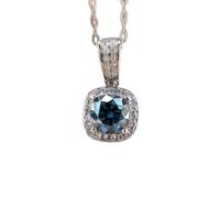 1 Karat d Moissanit quadratische Anhänger Halskette mit S925 Silber Frauen Schmuck Hochzeit