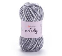1 Knäuel YarnArt Melodie bunt, Chainette-Garn, glänzendes metallisches Glanzgarn zum Stricken, Häkeln, Stickerei, 100 Gramm, 230 Meter, 70% Polyamid, 21% Acryl, 9% Wolle Bl. Ende - 905