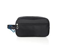 1 Kulturbeutel, Schwarz und 1 Blauer Karabinerhaken, Kulturbeutel, tragbar, Kosmetiktasche, Handtasche, Outdoor, große Kapazität, Aufbewahrungstasche, Fitness, Rasur, Badezimmertasche, Schwarz