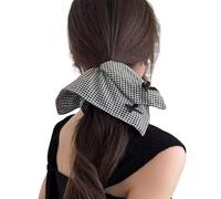 1 Luxuriöse Scrunchie Stirnbänder mit Schleifen, verstellbarer Haargummi aus Stoff, wendbares Design für Damen, Mehrzweck Styling, eleganter Haargummi Schal Stil