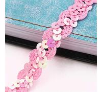 1 Meter Länge 1,5 cm Breite Glitzer Farbiges Paillettenband Borten Rolle Paillettenbesatz Applikation Paillettenborte Hologramm Metallic Pailletten Besatz Aus Stoff Glänzende Paillettenbänder,C-Rosa