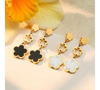 1 Paar/2 Stücke modische Edelstahl Glücklich Fünfblatt Blumen Quasten Ohrringe Neuer Stil Damen Schmuck Ohrringe