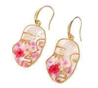 1 Paar abstrakte Gesichtsform Trockenblumen Ohrringe, modisch, baumelnd, Party Schmuck, Geschenk für Frauen und Mädchen, abstraktes Gesicht für Frauen