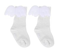 1 Paar Baby Mädchen Socken Engelsflügel Dekor Rüschen Kniehohe weiche Beinwärmer Strümpfe für Kleinkinder Kleinkinder(S-Weiß)