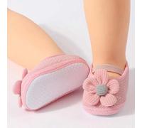 1 Paar Babyschuhe, geeignet zum Laufenlernen drinnen mit rutschfester Sohle, weiche flache Schuhe für Babys, simples und einfarbiges Design mit süßen