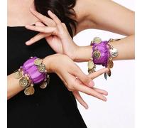 1 Paar Bauchtanz Armbänder, bohemische Münzen Quasten Elastik Armbänder, Kostümzubehör, Halloween Dekoration, Party Zubehör