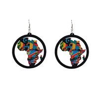 1 Paar Classic Wood Afrika-karte Ohrringe Aus Holz Karte, Anhänger, Ohrringe Für Weibliche Mädchen Schmuck Geschenk